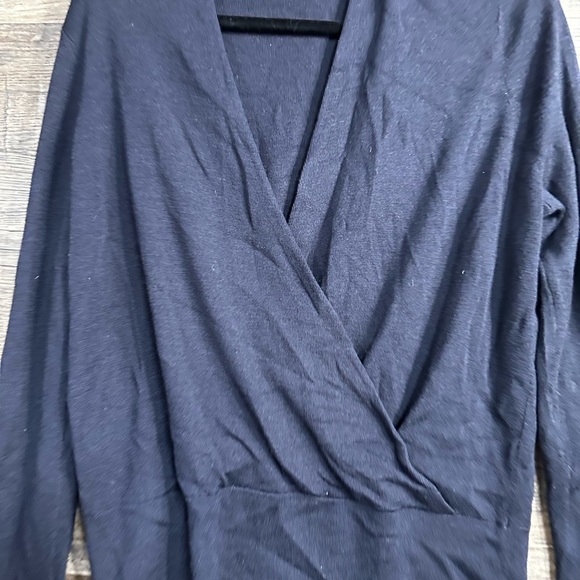 Ann Taylor Navy V-Neck Wrap Sweater - Picture 2 of 6